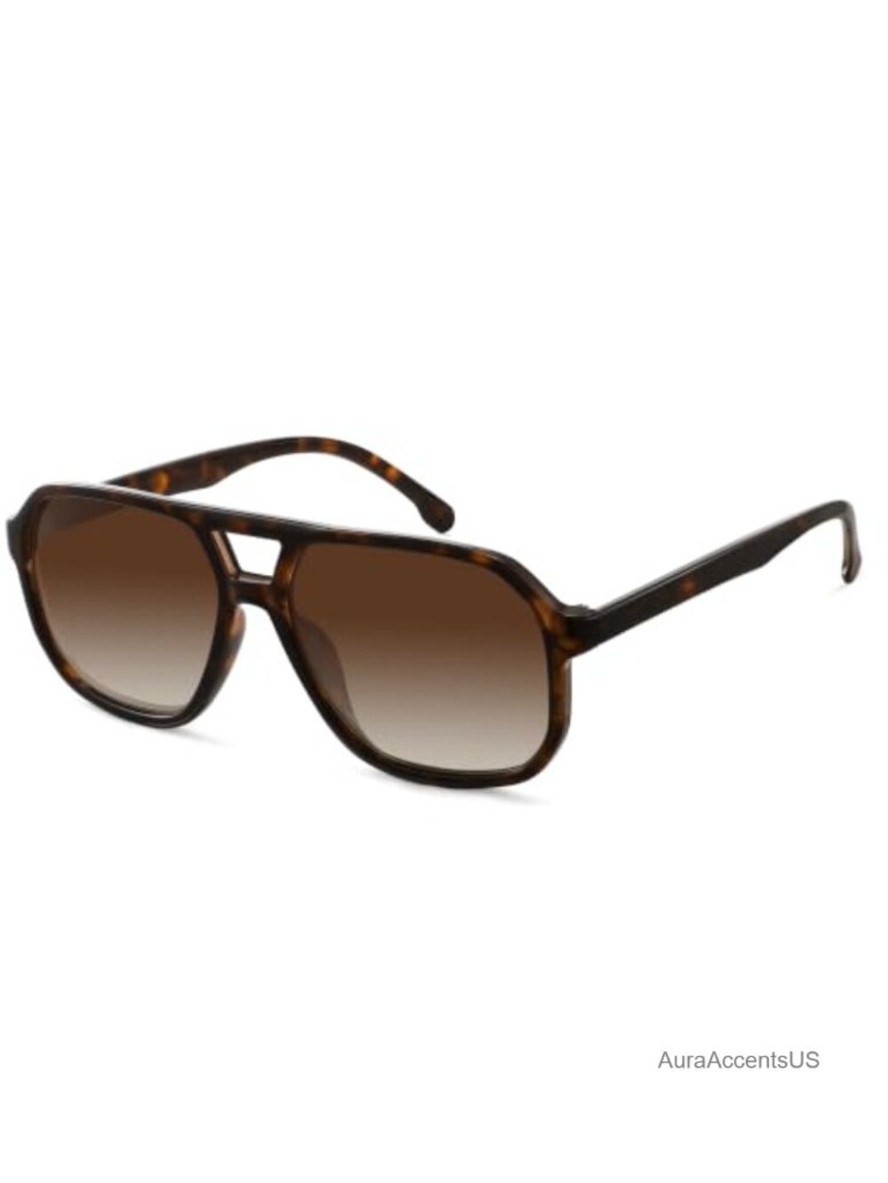 Retro Aviator Square Sunglasses with Metal Hinges, UV Protection